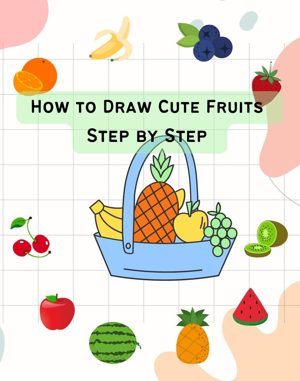 How to Draw Cute Fruits Step by Step Colouring Book to Learn Etsy Australia