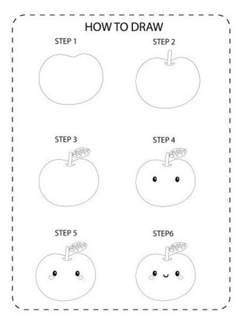 How to Draw Cute Fruits Step by Step Colouring Book to Learn Etsy