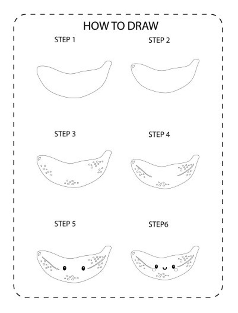 How to Draw Cute Fruits Step by Step Colouring Book to Learn Etsy
