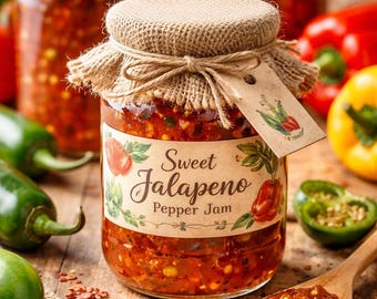 Mermelada de jalapeño dulce, crema de queso picante gourmet, glaseado