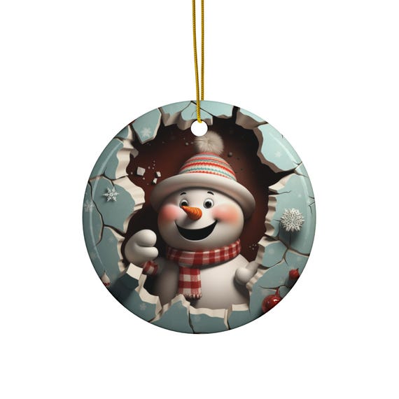 Christmas ornament, 3d ceramic ornament, Christmas gift, stocking stuffer Glass Ornament, Ceramic Ornament