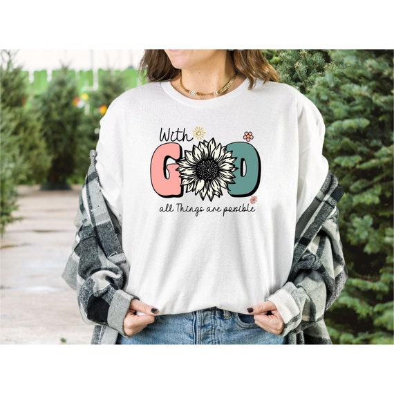 Inspirational With God all thins are possible Unisex Garment-Dyed T-shirt