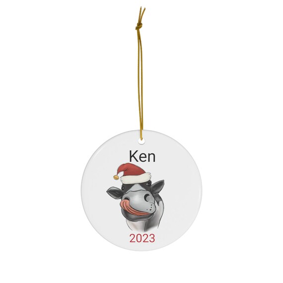 Funny Cow Christmas Ceramic Ornament