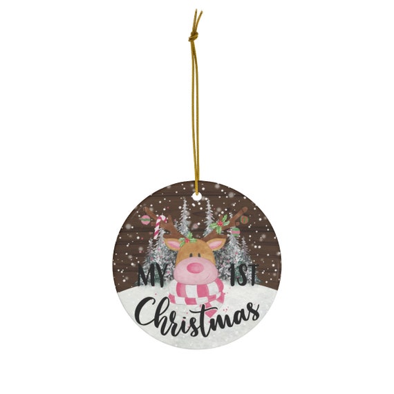 Girls My first Christmas Ceramic Ornament, 4 Shapes