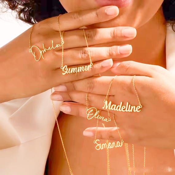 Personalized Script Name Necklace: Sterling Silver, Gold Vermeil