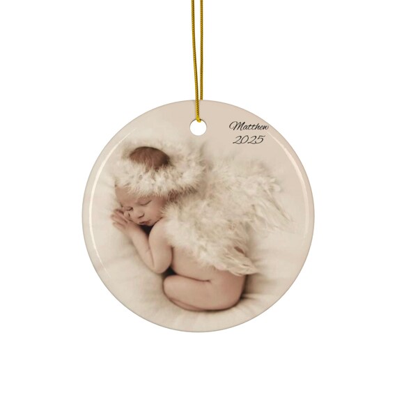 Personalized Ornament, Custom Ornament, Photo Ornament, Gift for new mom, gift for grandparent, Ceramic Ornament, 2 Shapes