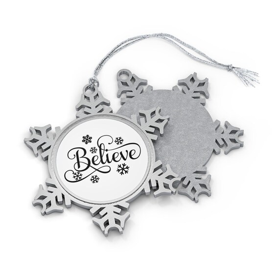 Christmas Believe Pewter Snowflake Ornament