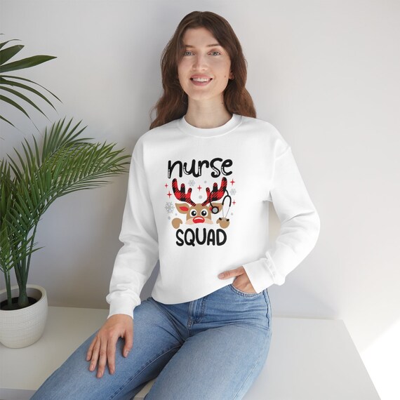 Christmas Deer Nurse Unisex Heavy Blend Crewneck Sweatshirt