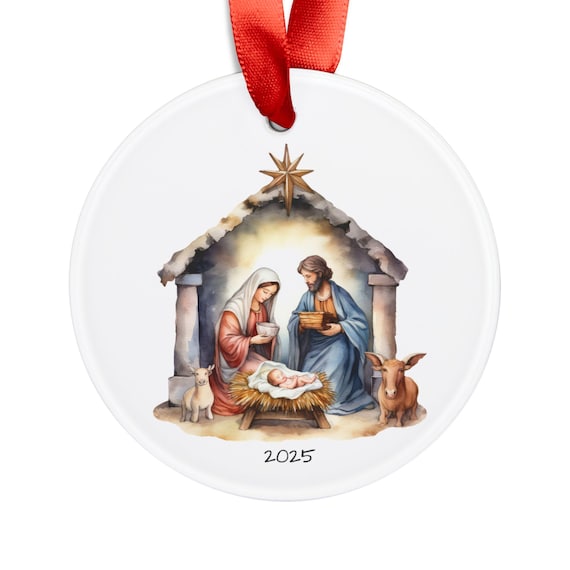 Nativity Scene Ornament, Christmas Tree Decor, Keepsake Ornament, Christmas Ornament, Ceramic Ornament, Holiday Gift, Stocking Stuffer Idea