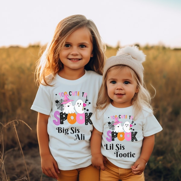 Personalized big sister little sister shirts, big sister little sister Haloween Witch shirts, matching Halloween Witch shirts for sisters