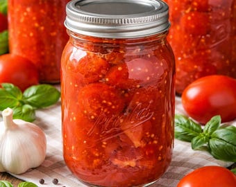 Homemade Canned Tomatoes Recipe Card | Vintage Farmhouse Kitchen Decor (PDF Download)