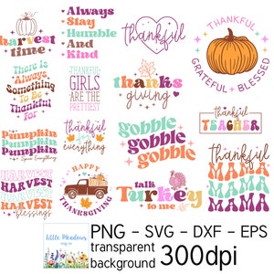 Autumn SVG Bundle, Fall Clip Art Bundle, Thanksgiving SVG, Autumn Quotes, Cut Files Cricut, Silhouette Clipart, png dxf eps
