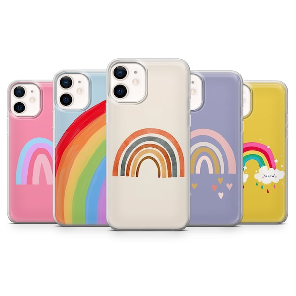 Rainbow Phone Case, Spring Phone Cover for iPhone 15, 14, 13, 12, 11 Pro Max, X, XR, SE, 8, 7 Plus, Samsung S23, S21 Fe, Galaxy A14, Pixel 8