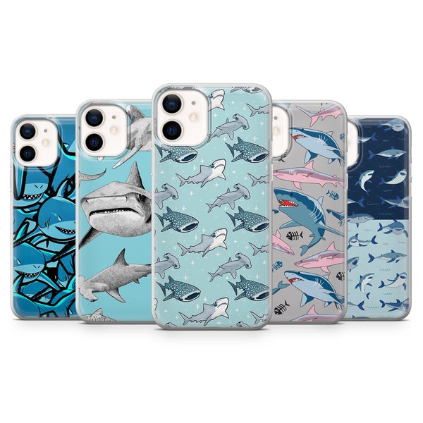 Shark Phone Case, Animal Phone Cover for iPhone 14, 13, 12, 11 Pro Max, XR, XS, SE, 8 Plus, Samsung S22, S21 Fe, S10, Galaxy A53, Pixel 7