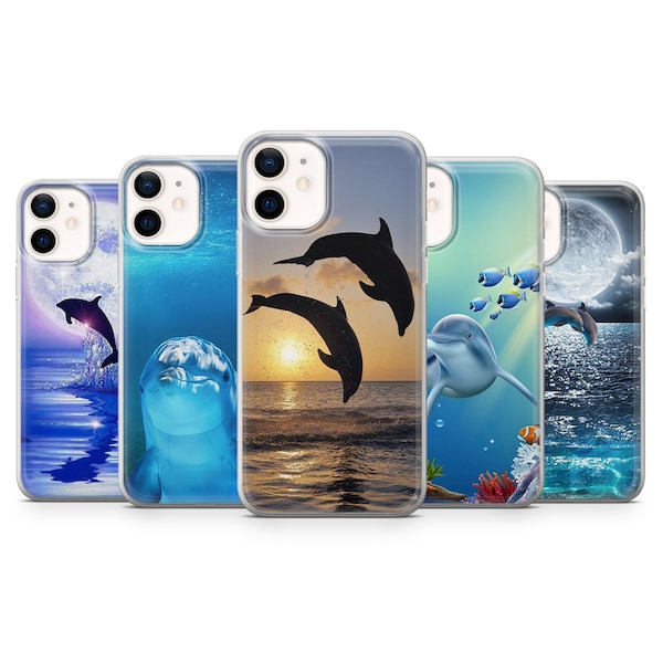 Dolphin Phone Case, Animal Phone Cover for iPhone 15, 14, 13, 12, 11 Pro Max, XR, XS, SE, 8, Samsung S23, S21 Fe, S22, Galaxy A54, Pixel 8