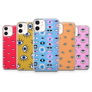 Evil Eye Phone Case, Aesthetic Phone Cover for iPhone 16, 15, 14, 13, 12, 11 Pro Max, Samsung S25, S24 Fe, S23, Galaxy A56, Google Pixel 9A