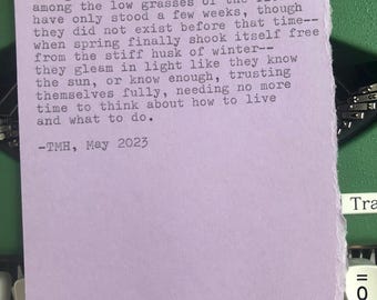 Words for the Journey - Customized, Typewritten Poems