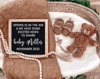 Digital Pregnancy Announcement, Gender Neutral, Editable Baby Announcement for Social Media, Baby Reveal, Letterboard, Edit-Yourself