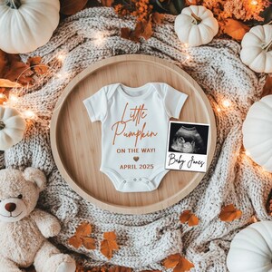 Fall Digital Pregnancy Announcement, Neutral, Social Media, Facebook, Instagram, With Sonogram