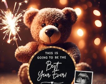 New Year Digital Pregnancy Announcement, Baby Announcement, Social Media, Facebook, Instagram 2025 Baby Reveal