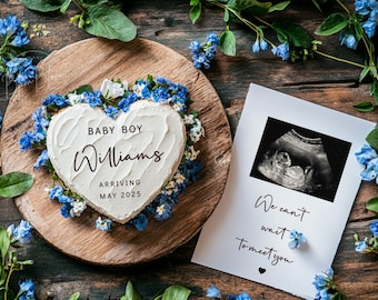 Cake Gender Reveal Announcement, Baby Boy Announcement, Its a Boy, Blue Gender Reveal, Digital Editable Template, Social Media, Instagram