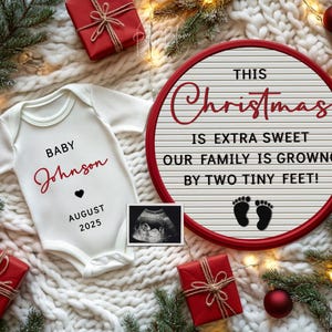 Christmas Pregnancy Announcement for Social Media, Editable Template, Holiday Pregnancy Announcement, December Announcement