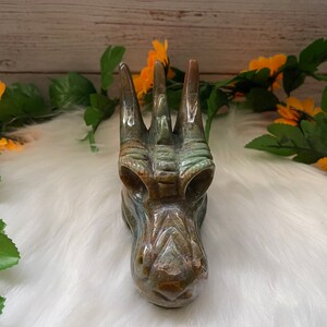 Moss Agate Dragon Carving/Moss Agate Carving