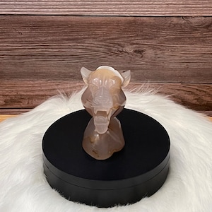 Druzy Agate Tiger Head Carving