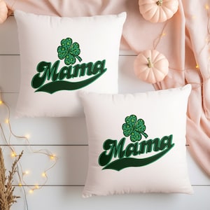 Mama St Patricks Day Pillow, Colorful Green Pillow Cover, Mama Pillow Cover, Gift For Mom & Father