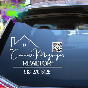 Custom QR Code | REALTOR Decal | Custom Vinyl Decal | Real Estate Agent Decal | Real Estate Decal | Vinyl Decals | Real Estate Sticker