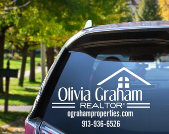 Real Estate Decal, House with Hearts,  Realtor Sticker, Vinyl Marketing logo, Vinyl Decals for cars, Personalized Gift, Watercolor.