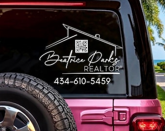Custom Realtor Car Decal, QR Code Real Estate Decal, Personalized Realtor Window Sticker, Business Car Advertising, Real Estate Agent Gift