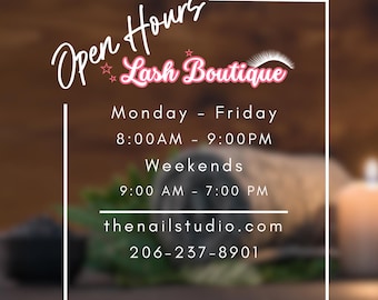 Store Hours Decal, Store Hours Sign, Store Hours Sticker, Hours of Operation Sticker, Hours Decal, Custom Vinyl Decal, Business Hours Decal