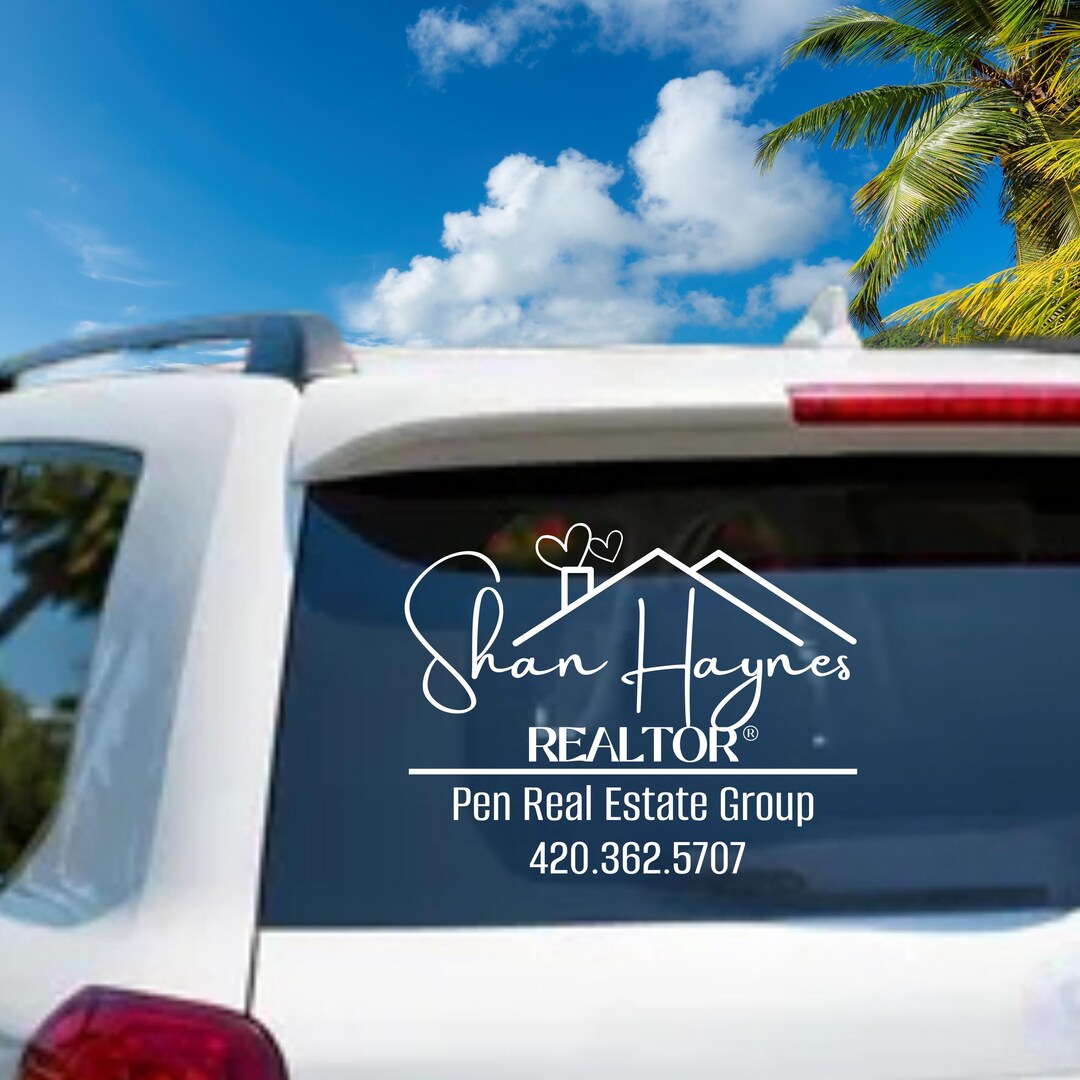 Realtor Decal Sign Realtor Decal, Hearts Real Estate Sticker, Personalized Realtor Car ...