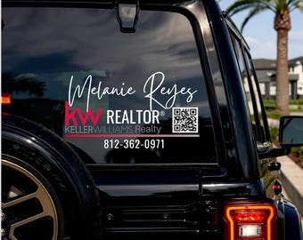 Keller Williams Decal | Custom QR Code Decal | Realtor Decal | KW Real Estate Agent Decal | Vinyl Decals | Real Estate Marketing