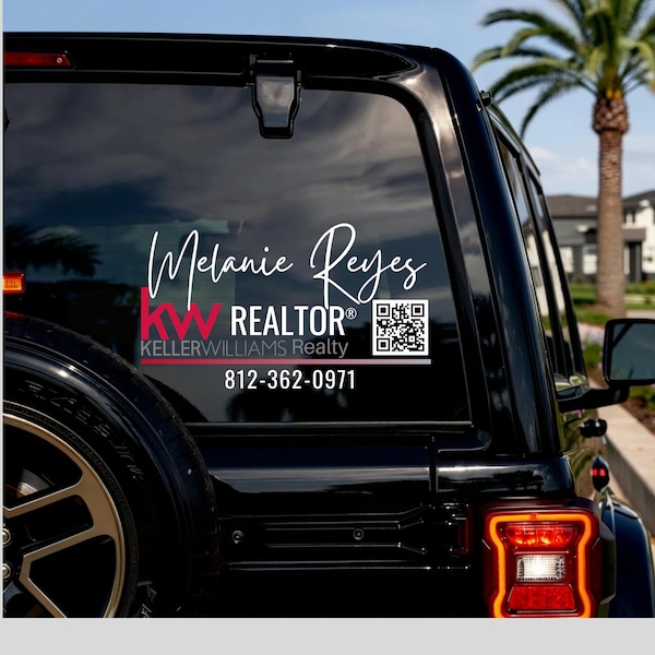 Keller Williams Decal | Custom QR Code Decal | Realtor Decal | KW Real Estate Agent Decal | Vinyl Decals | Real Estate Marketing