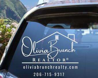 Custom Realtor Car Decal, Real Estate Agent Sticker, Business Logo Vinyl Decal, Marketing Gift, Personalized Vehicle Sticker, QR Code, Sign