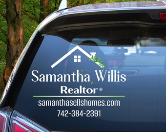 Real Estate Decal, Nature Lovers Decal, Custom Realtor Sticker, Marketing, Business Logo, Custom Gift, Car Decal.