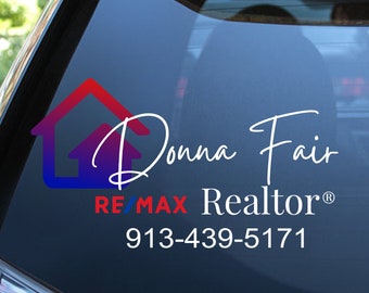 Personalized REALTOR Car Decal | Custom Real Estate Agent Vinyl Sticker | Waterproof Remax Slogan Decal for Laptop, Water Bottle | Marketing