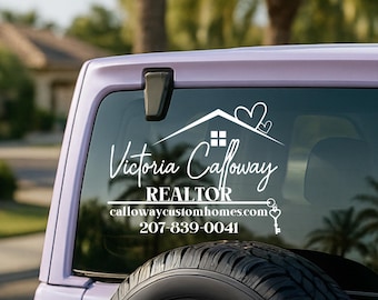 Custom Realtor Decal | Vinyl Car Window Sticker for Real Estate Agents | Waterproof & Removable | Perfect Realtor Gift Idea