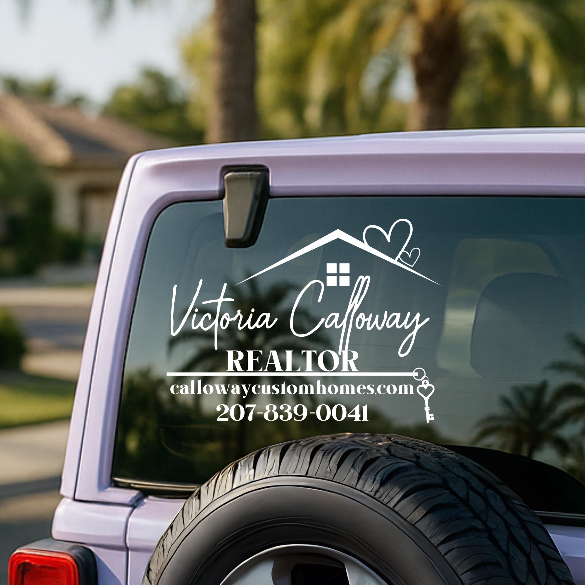 Realtor Decal Sign Custom Realtor Decal | Vinyl Car Window Sticker for Real Estate Agents ...