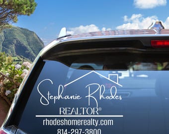 Real Estate Marketing Decal, Custom Realtor Decal, Vinyl Decal for Real Estate Marketing, Realtor Vinyl Decals for cars, Real Estate Decal
