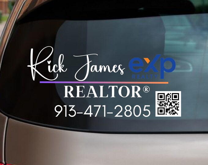 Custom Decal Realtor Decal QR Code Real Estate Agent Decal Exp Decal