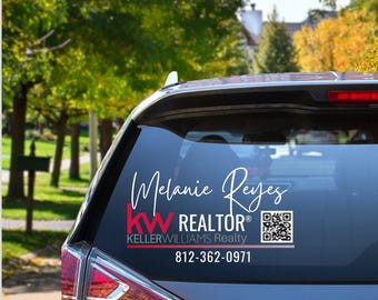 Keller Williams Realtor Decal, Custom QR Code Vinyl Decal