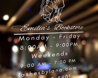 Custom Store Hours Decal - Business Door Sign for Hours of Operation | Open Closed Sign for Store Front - Shop Opening Hours | Window Decal