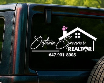 Personalized Realtor Decal, Custom Real Estate Agent Car Window Sticker, Name & Logo Vinyl Decal, Realtor Gift for Business Marketing