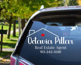 Realtor Decal - Real Estate Agent - Heart Sticker - Personalized Gift - Custom Decal - Business Marketing