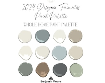 2024 Designer Favourites Paint Palette- Benjamin Moore. Whole home palette, modern neutral home, organic modern, trending home colors