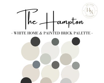The Hampton- White Home and Painted Brick paint palette. Benjamin Moore and Sherwin Williams perfect Exterior White color schemes