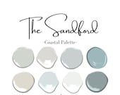 The Sandford- Coastal Benjamin Moore Paint Palette, beach colors, coastal cottage, lakehouse, soft beachy blues